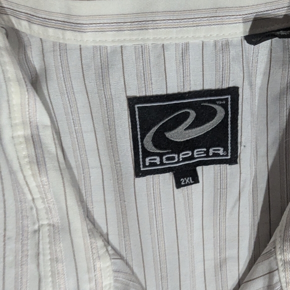 Roper Shirt Mens XXL Regular White Western Button Up Pearl Snap Striped Print - Picture 4 of 14